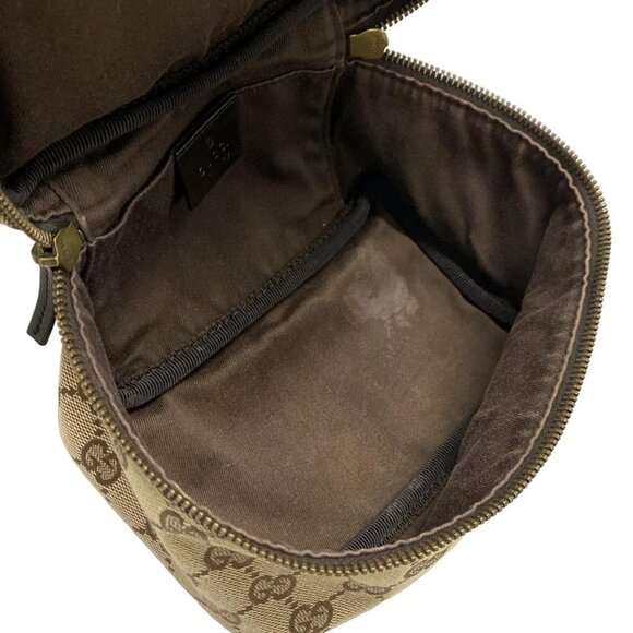 Auth GUCCI GG 106646 Beige Dark Brown Jacquard - Vanity Bag - Picture 14 of 16